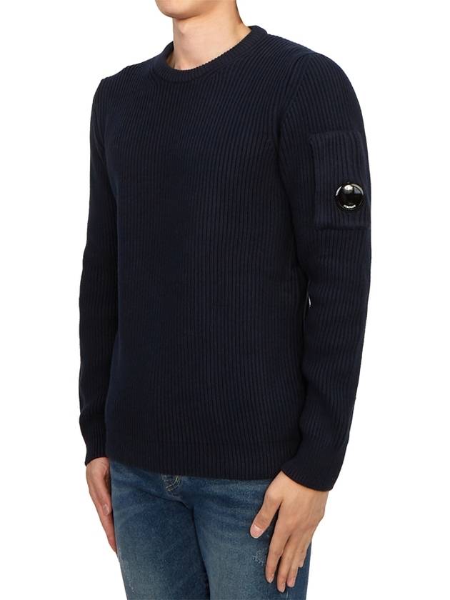 Men's Lens Detail Crew Neck Knit Top Navy - CP COMPANY - BALAAN 3