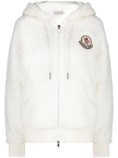 Women's Teddy Zip Up Hoodie White - MONCLER - BALAAN 1