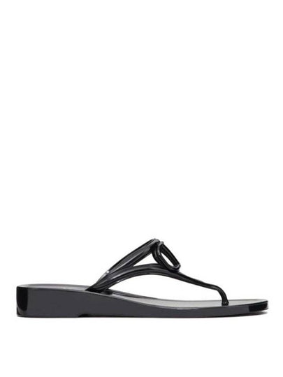 V Logo Signature Flip Flop Black - VALENTINO - BALAAN 2