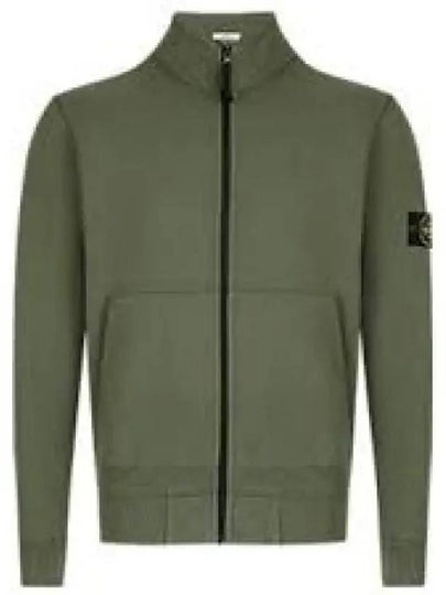 Wappen Patch Cotton Fleece Zip-up Jacket Khaki - STONE ISLAND - BALAAN 2