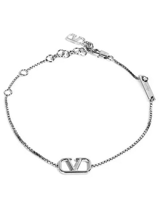 V Logo Bracelet Silver - VALENTINO - BALAAN 1