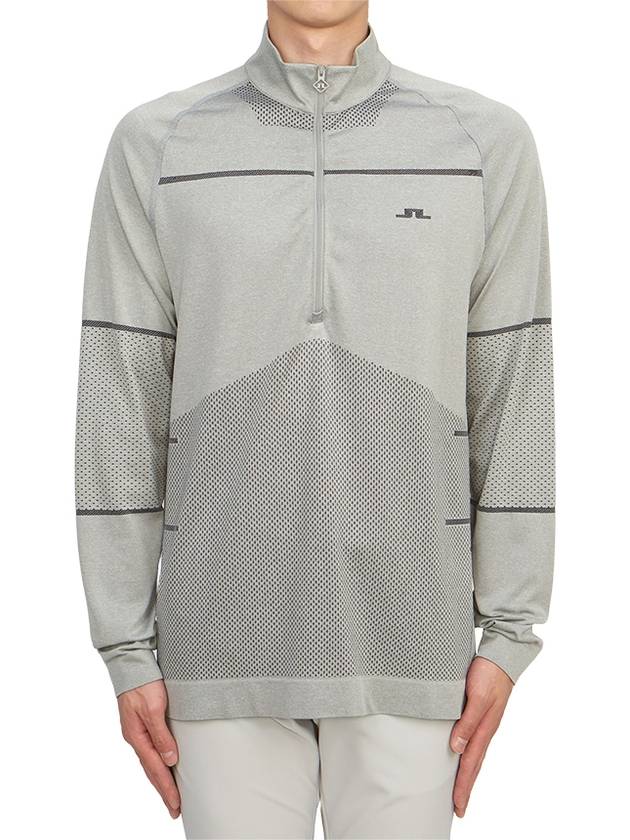 Jimmy Seamless Mid Layer Half Zip Sweater Light Grey Melange - J.LINDEBERG - BALAAN 2