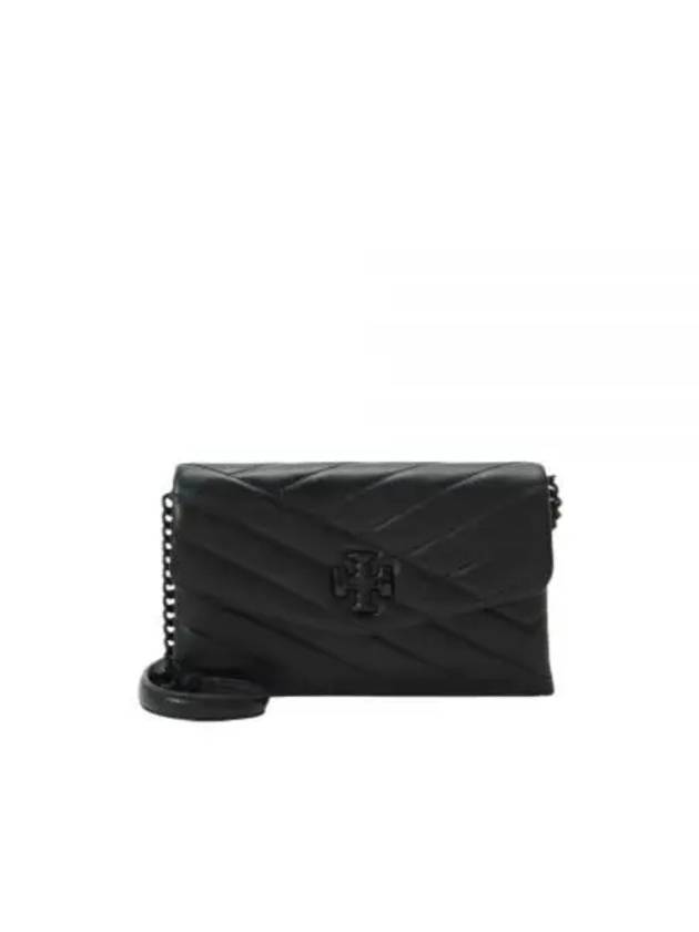 Women's Kira Chevron Powder Coated Chain Shoulder Bag Black - TORY BURCH - BALAAN 2