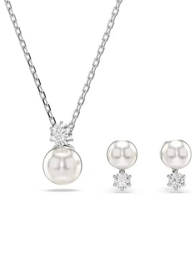 Matrix Pendant Necklace Set Silver - SWAROVSKI - BALAAN 3