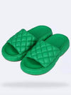 Quilted Padded Slippers Green - BOTTEGA VENETA - BALAAN.