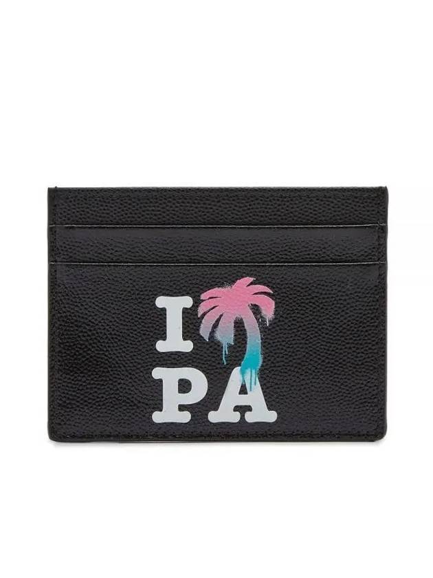 I Love PA Leather Card Wallet Black - PALM ANGELS - BALAAN 1