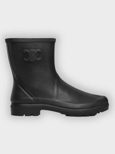 Logo Patch Natural Rubber Mid Rain Boots Black - CELINE - BALAAN 2