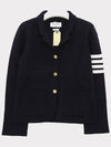 Women's Double Face Fine Merino Wool 4 Bar Stripe Sports Single Coat Navy - THOM BROWNE - BALAAN 2