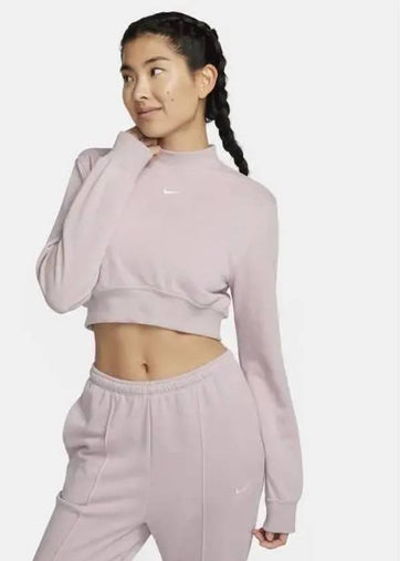 Sportswear Chill Terry Crew Neck Cropped French Top W Platinum Violet FN2477 019 - NIKE - BALAAN 1