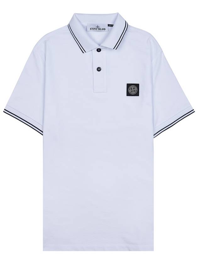 Stretch Cotton Pique Short Sleeve Polo Shirt White - STONE ISLAND - BALAAN 9