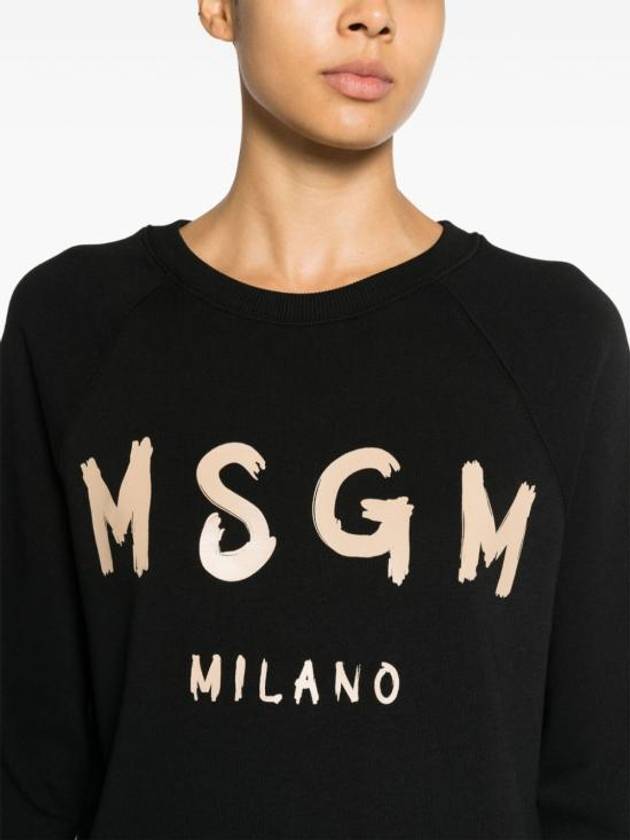 Brushed Logo Cotton Sweatshirt Black - MSGM - BALAAN 6