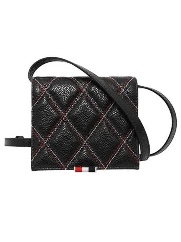 Caviar Quilted Cross Strap Card Wallet Black - THOM BROWNE - BALAAN 2