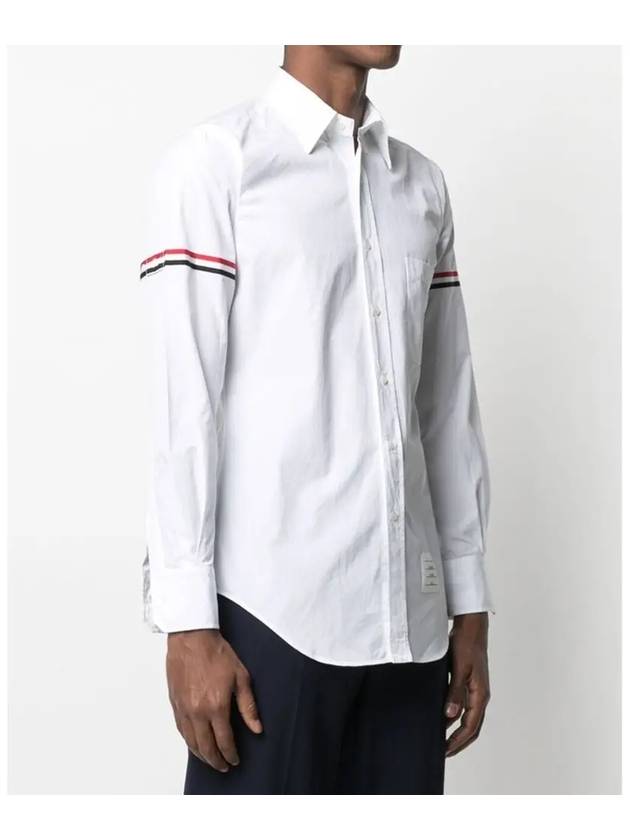 Men's Poplin Grosgrain Armband Classic Long Sleeve Shirt White - THOM BROWNE - BALAAN 3