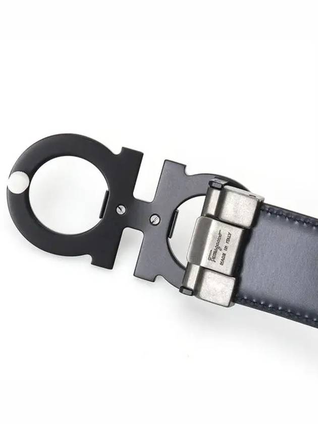 Reversible Gancini Leather Belt Black Navy - SALVATORE FERRAGAMO - BALAAN 6