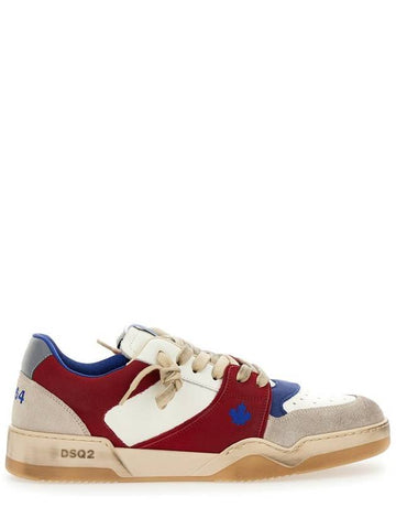 Red Sneakers With Suede Inserts And Embossed Logo On The Side In Leather Man - DSQUARED2 - BALAAN 1