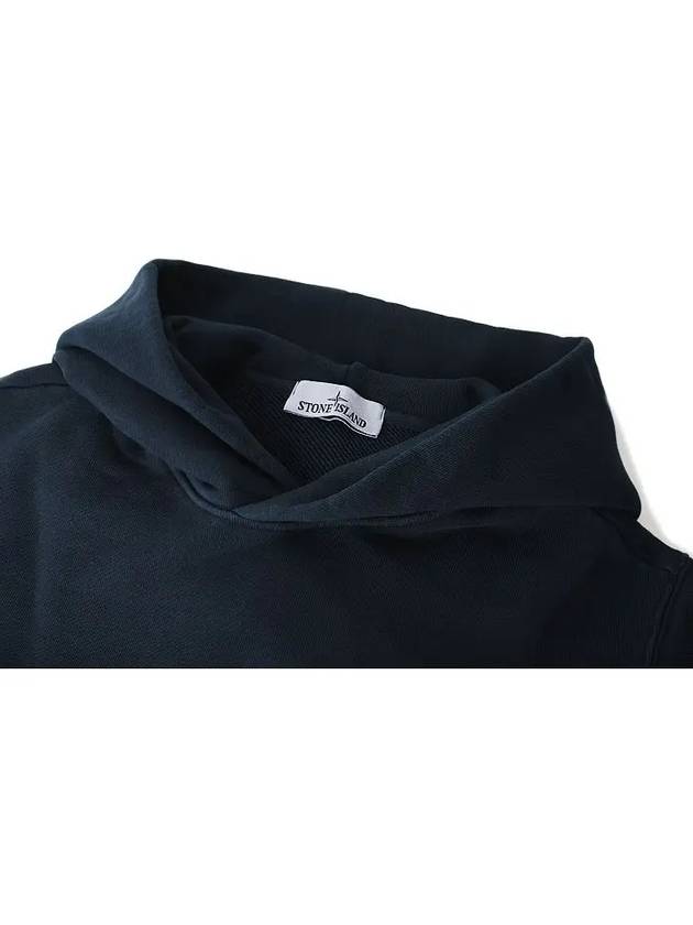 Old Effect Cotton Diagonal Fleece Hoodie Navy - STONE ISLAND - BALAAN 4