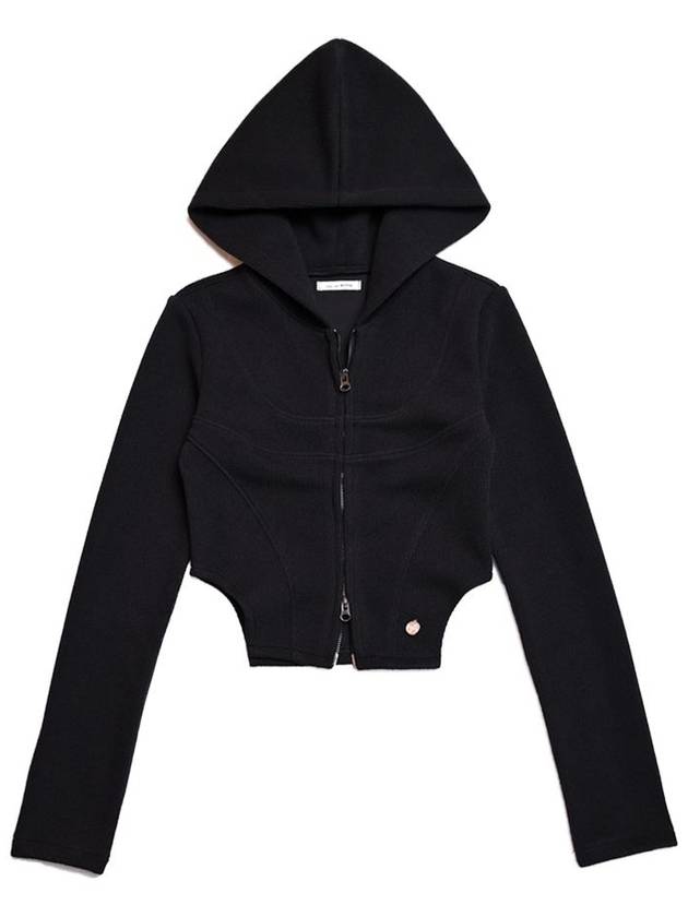 SWAN LAKE CROP 2WAY ZIP UP HOODY BLACK - DON’T ASK MY PLAN - BALAAN 1