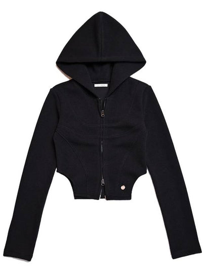 Swan Lake Crop 2 Way Zip Up Hoodie Black - DON’T ASK MY PLAN - BALAAN 2