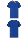 Striped Neck Cotton Short Sleeve T-Shirt Blue - MONCLER - BALAAN 6