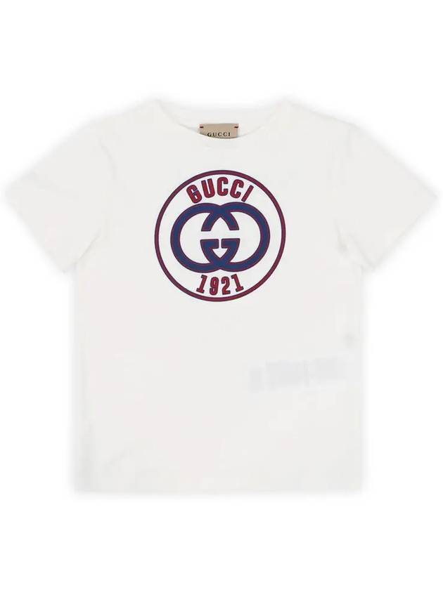 Kids GG Logo 1921 Print Short Sleeve T-Shirt White - GUCCI - BALAAN 3