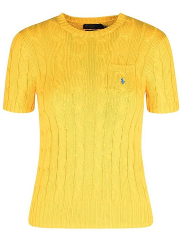 Embroidered Pony Pocket Knit Top Yellow - POLO RALPH LAUREN - BALAAN 1