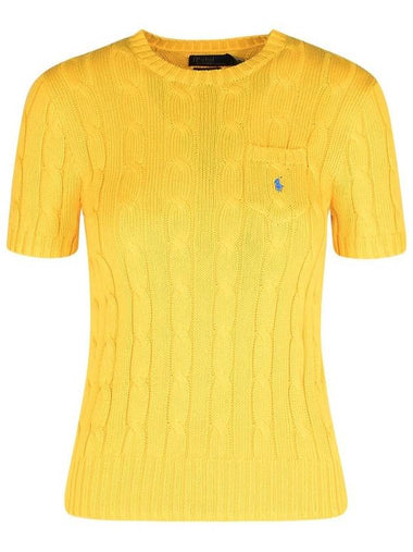 Embroidered Pony Pocket Knit Top Yellow - POLO RALPH LAUREN - BALAAN 1