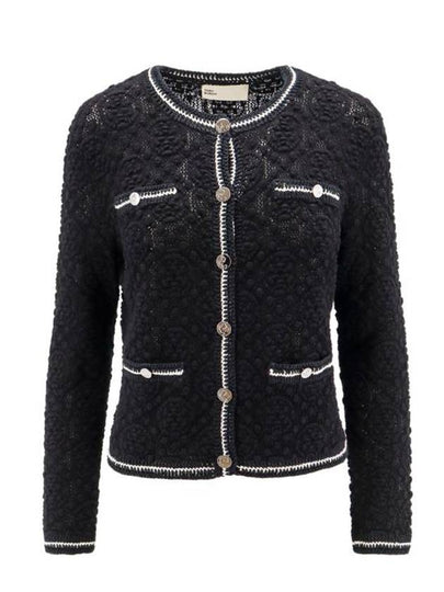 Kendra Logo Lace Cardigan Black - TORY BURCH - BALAAN 2