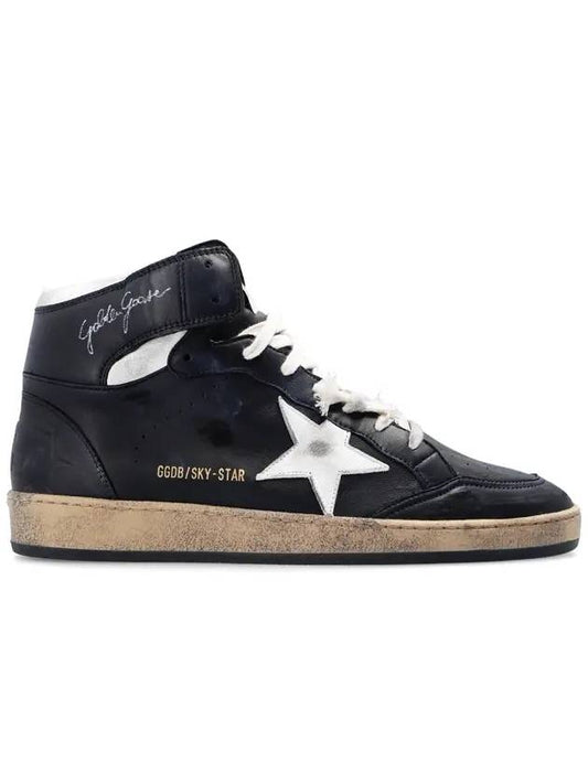 Men's Sky Star Nappa Leather High Top Sneakers Black - GOLDEN GOOSE - BALAAN 1