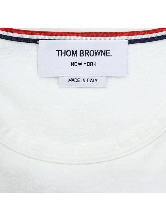 Men's Medium Weight Jersey Tipped Pocket Crewneck Short Sleeve T-Shirt White - THOM BROWNE - BALAAN 3