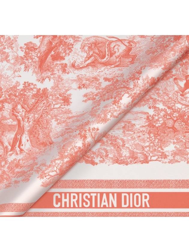 Toile de Jouy Sauvage 90 Square Scarf White Coral - DIOR - BALAAN 5