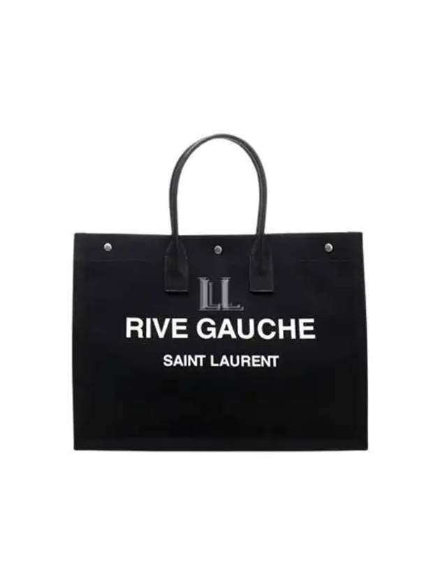 Rive Gauche Cotton Canvas Tote Bag Black - SAINT LAURENT - BALAAN 2