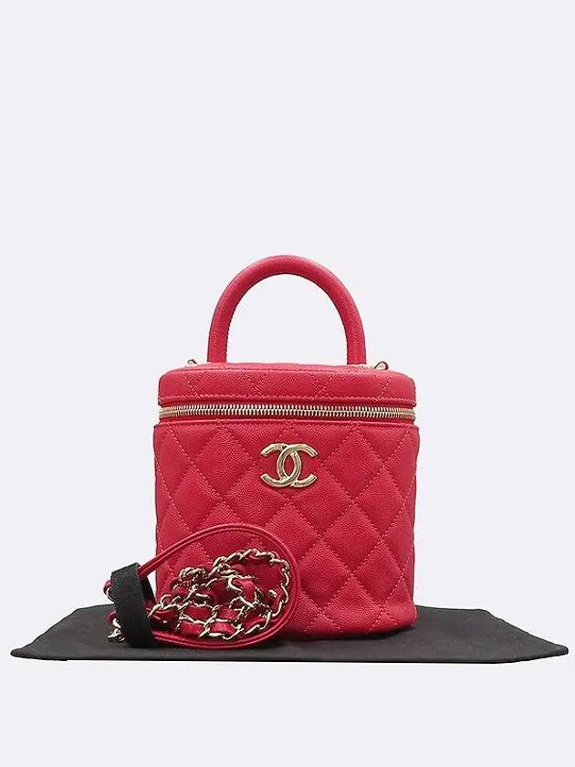 AS3348 Red color caviar skin gold COCO logo handle vanity chain cross bag - CHANEL - BALAAN 1