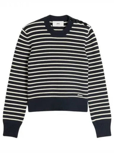 Ami striped cotton wool knit 271281 - AMI - BALAAN 1