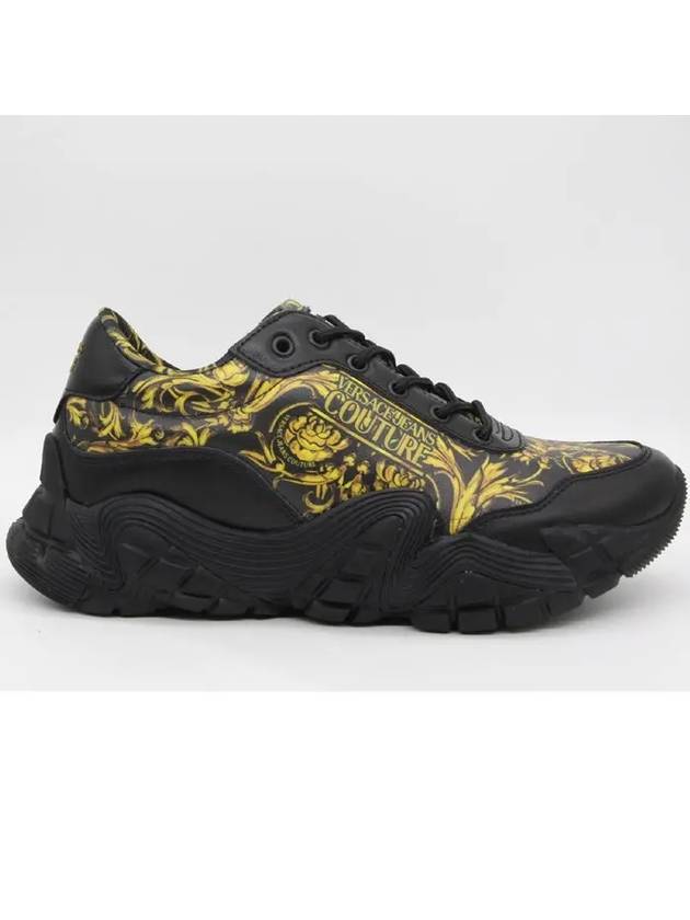 Baroque Logo Print Low Top Sneakers Black - VERSACE - BALAAN 2