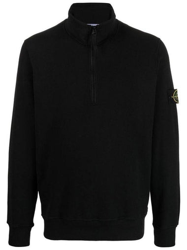 Wappen Patch Half Zip-up Sweatshirt Black - STONE ISLAND - BALAAN 1