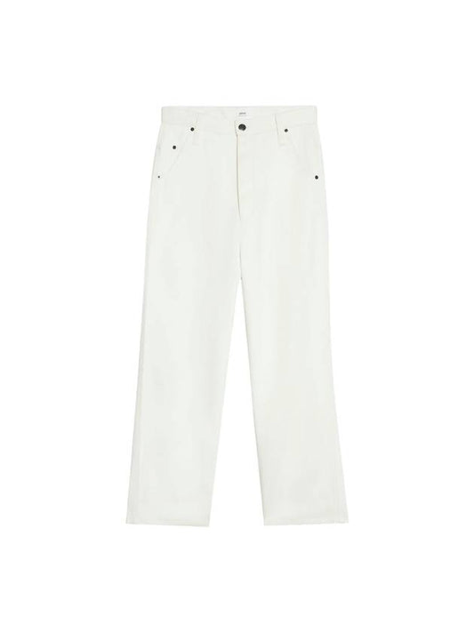 Cotton Straight Pants White - AMI - BALAAN 1