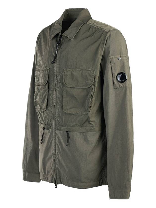 Men's Lens Wappen Two-Pocket Nylon Zip-Up Jacket Green - CP COMPANY - BALAAN 3