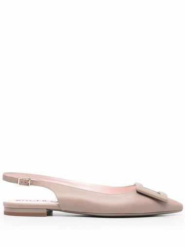 Gommettine Lacquered Buckle Soft Leather Ballerinas Beige - ROGER VIVIER - BALAAN 1