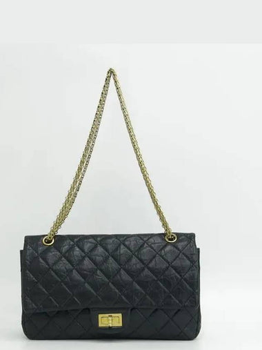 A37590 Vintage calfskin black color 2 55 maxi size metal gold logo chain flap shoulder bag - CHANEL - BALAAN 1