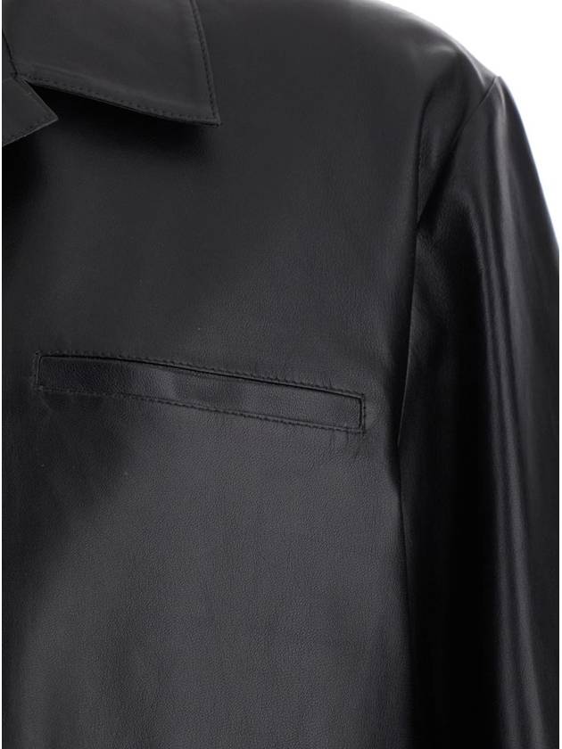 'Cave' Black Oversize Shirt With Notched Collar In Leather Man - ARMA - BALAAN 3