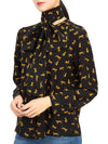 Women's Leopard Print Silk Blouse Black - MAX MARA - BALAAN 6