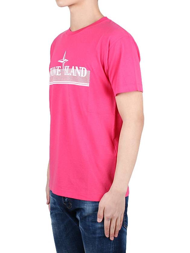 Tricromia One Print Garment Dyed Cotton Jersey Short Sleeve T-Shirt Pink - STONE ISLAND - BALAAN 4