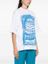 Illustrated Print Short Sleeve T-Shirt White Blue - MARNI - BALAAN 3