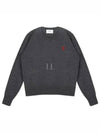 Heart Logo Crew Neck Merino Wool Knit Top Grey - AMI - BALAAN 2