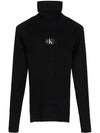 Embroidered Logo Turtleneck Black - CALVIN KLEIN - BALAAN 2