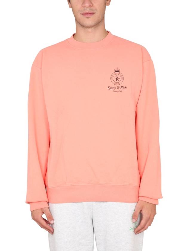 Crown Crew Neck Sweatshirt Grapefruit - SPORTY & RICH - BALAAN 6