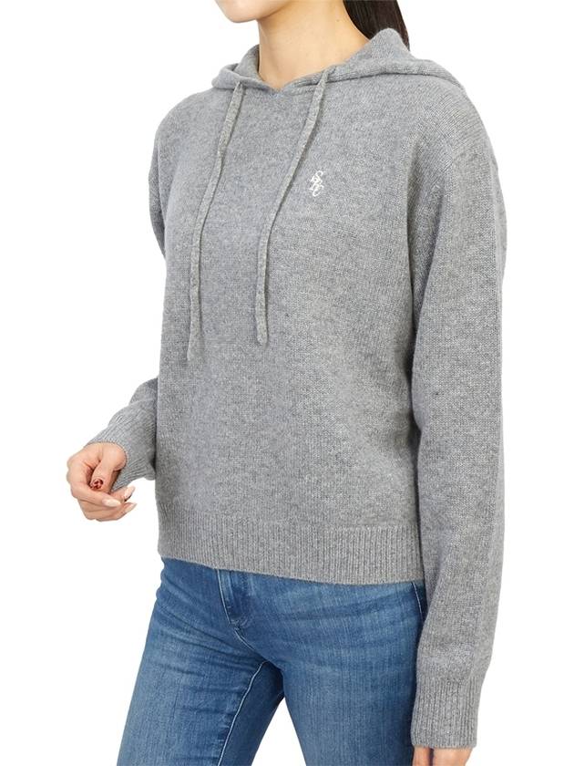 Embroidered Logo Cashmere Hoodie Grey - SPORTY & RICH - BALAAN 6