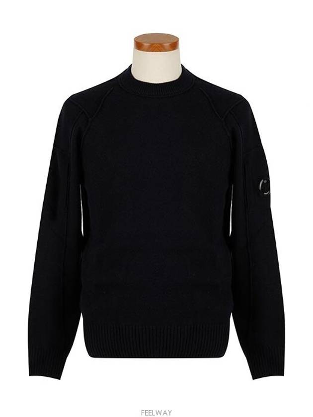 Lens Wappen Wool Knit Top Navy - CP COMPANY - BALAAN 2