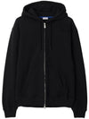 Logo Cotton Zip Up Hoodie Black - BURBERRY - BALAAN 1