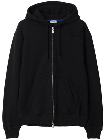 Logo Cotton Zip Up Hoodie Black - BURBERRY - BALAAN 1